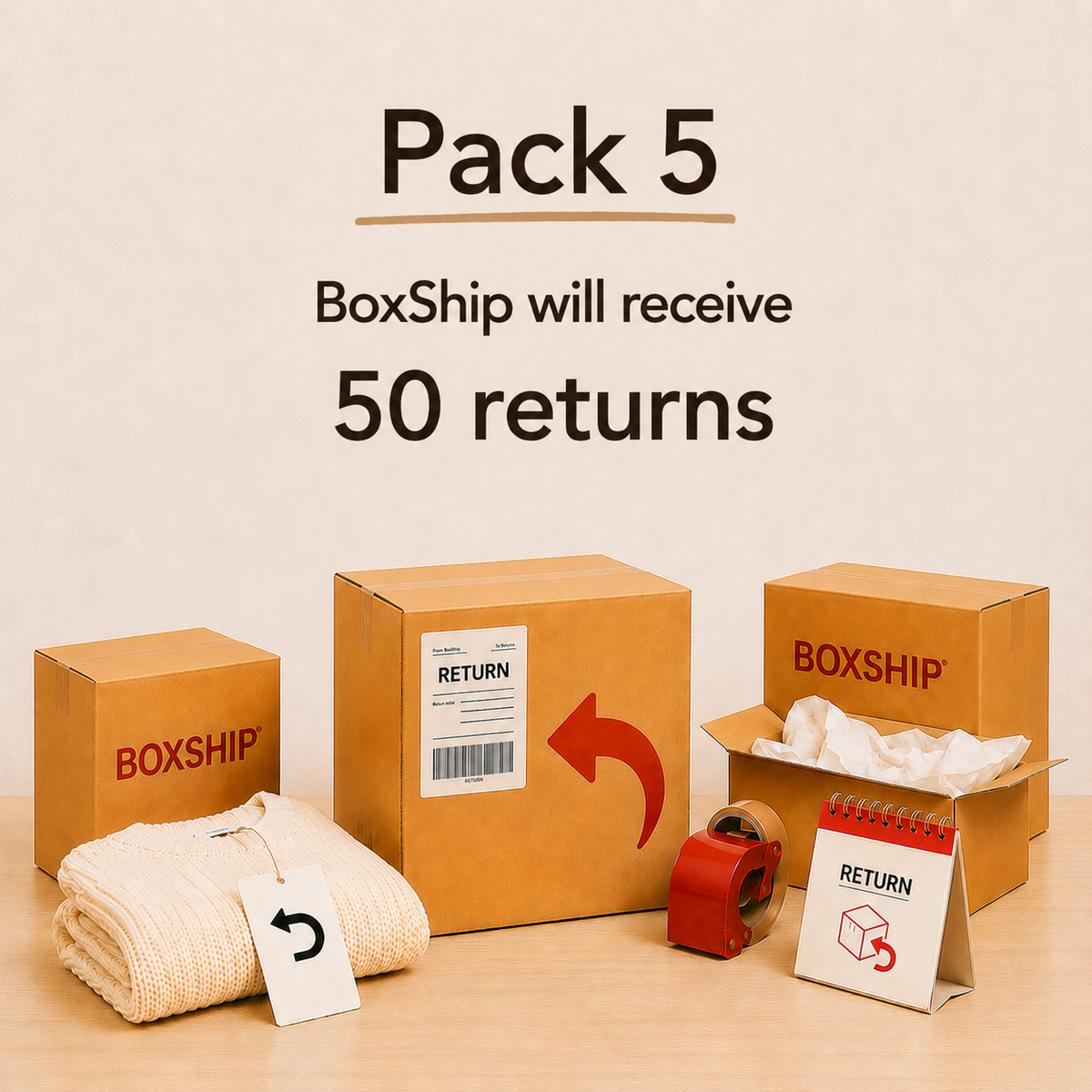 Pack 5 - BoxShip will receive 50 returned parcels