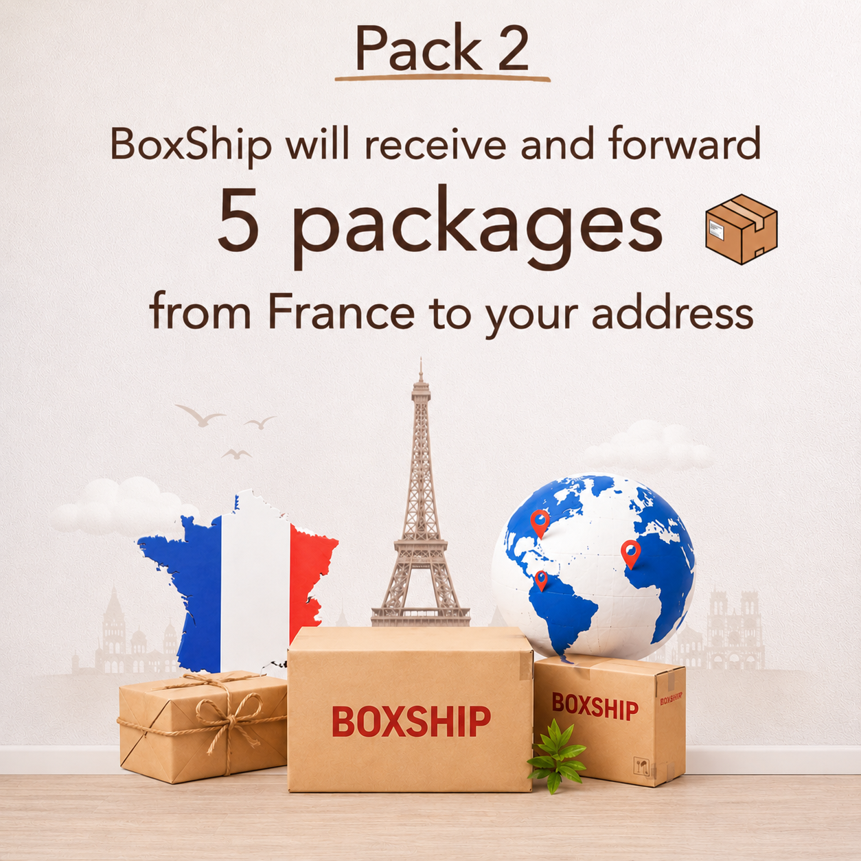 PACK 2 - Boxship will receive and forward 5 packages