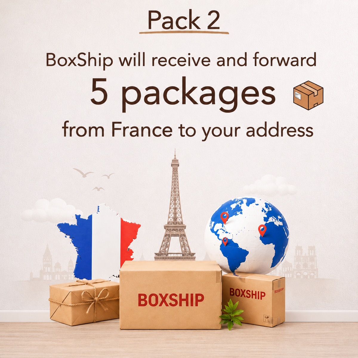 PACK 2 - Boxship will receive and forward 5 packages
