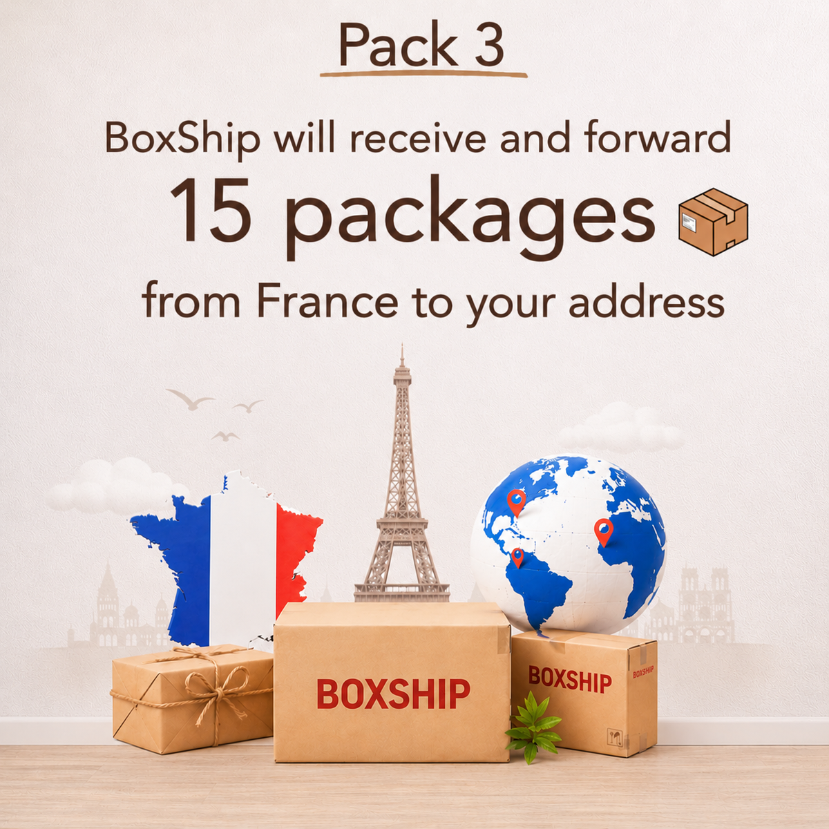 PACK 3 - Boxship will receive and forward 15 packages