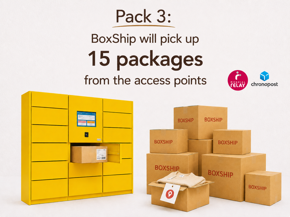 Pack 3 - BoxShip will pick up 15 packages from the access point