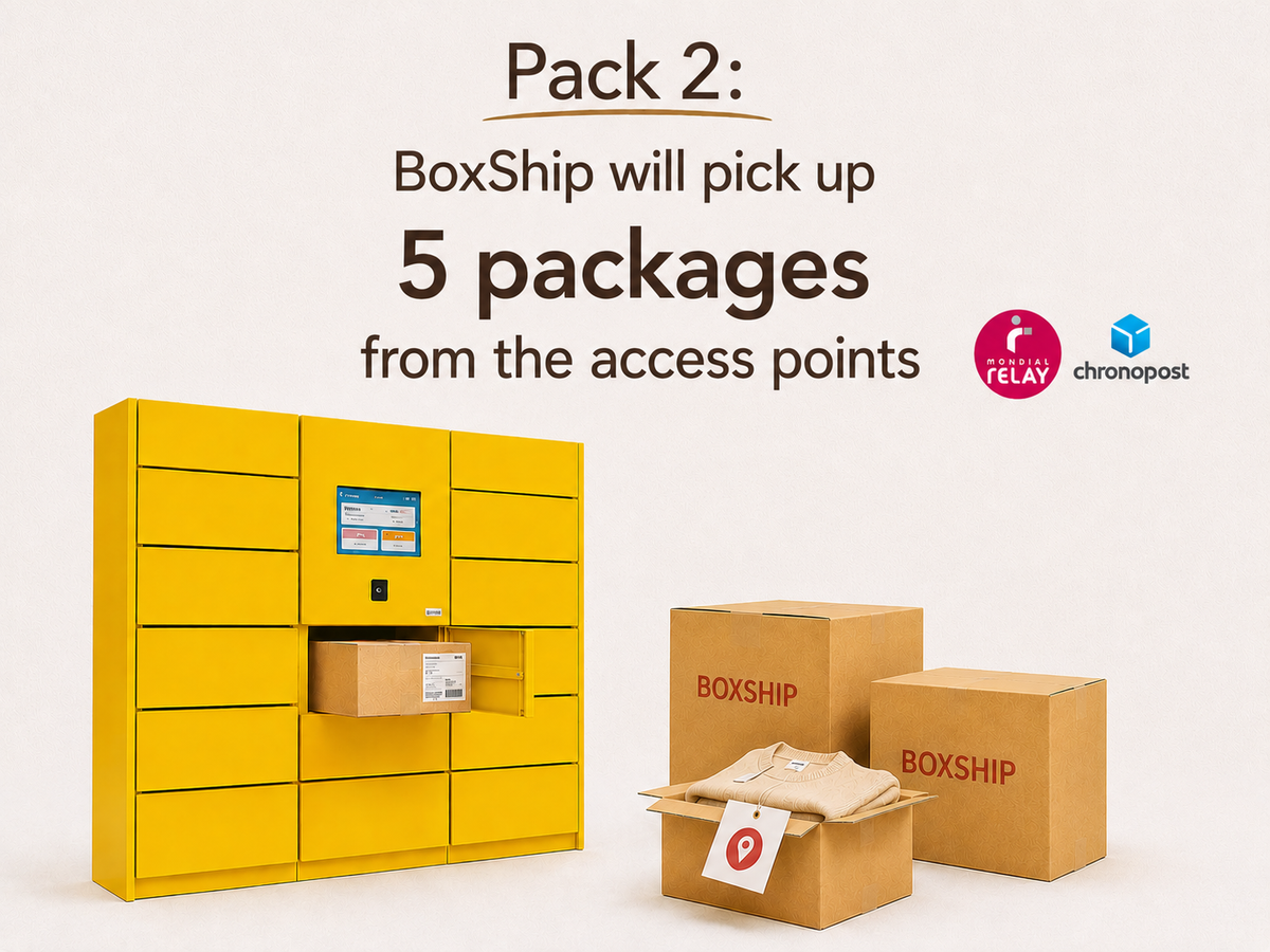 Pack 2 - BoxShip will pick up 5 packages from the access point.
