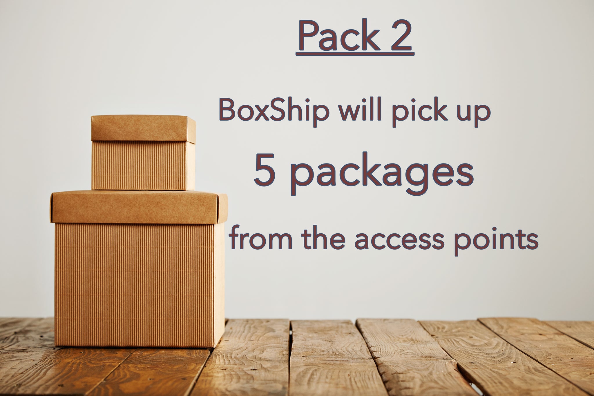 Pack 2 - BoxShip will pick up 5 packages from the access point.