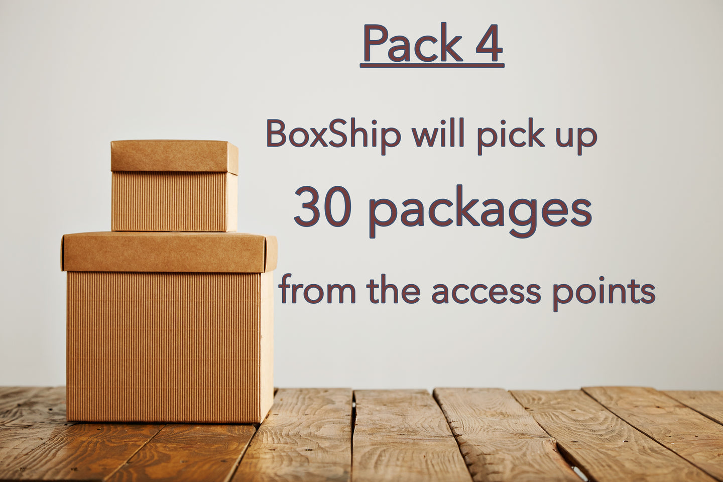 Pack 4 - BoxShip will pick up 30 packages from the access point